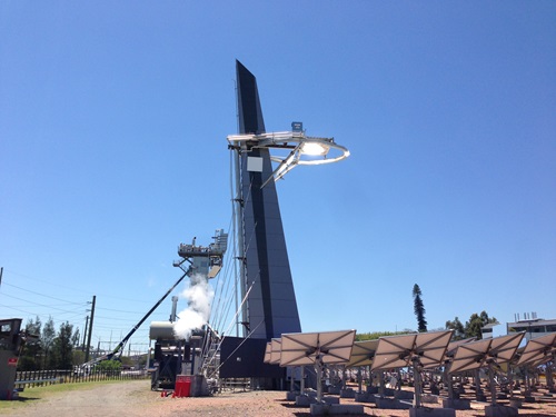 CSIRO Solar tower 1 creating solar steam.