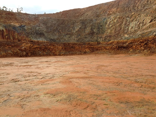A mine pit following the release of the treated water.