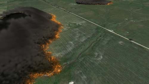 Visualisation of a bushfire spread simulation using SPARK software developed using the Workspace workflow engine