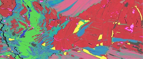 Geological scan showing gold deposits in yellow.