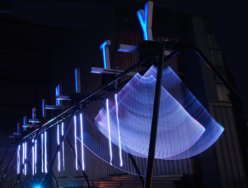 Blurred motion of the Infinity swing.