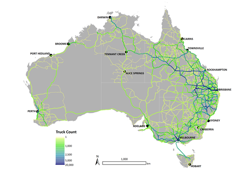 Map of Australia showing how TRANSIT has now been used to model all cattle movements Australia-wide.