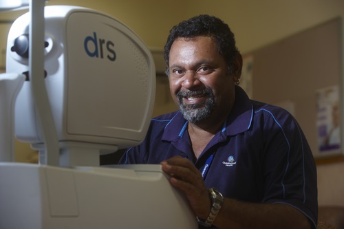 Paul Christian having eyes tested using Remote-I.