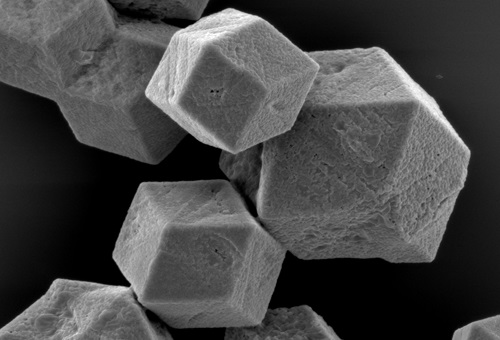 Close up of the metal organic framework crystals.
