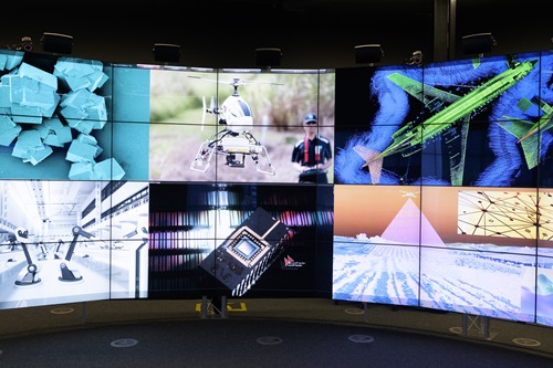 Wall of electronic screens.