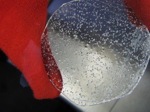Sample of ice showing air from pre-industrial times enclosed in polar ice.