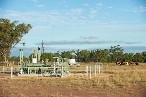 coal seam gas wellhead in a field