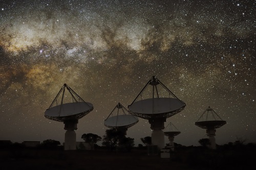 CSIRO’s Australian Square Kilometre Array Pathfinder at night.