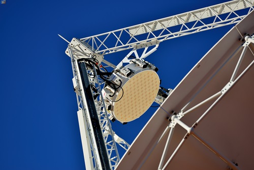 Close up veiw of the end of a radio telescope.