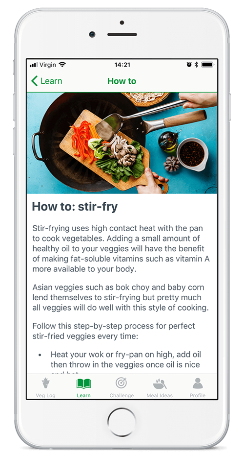 Screen shot of the VegEze app.