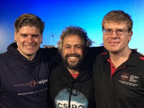 (L-R) Lead author Dr Ryan Shannon (Swinburne/OzGrav), with co-authors Dr Keith Bannister (CSIRO) and Dr Jean-Pierre Macquart (Curtin/ICRAR).