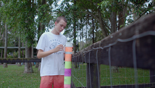Jared Crowley working on his project for an innovative flood warning device.