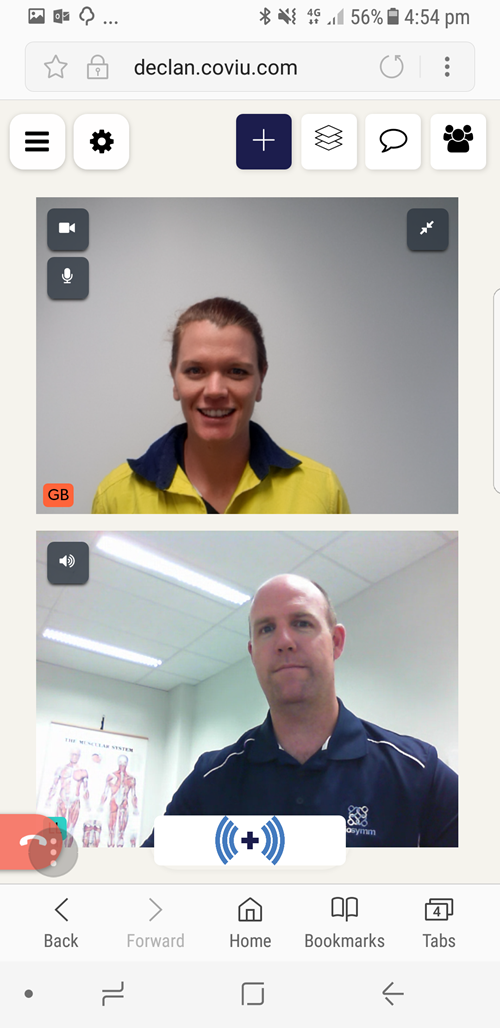 Two people interacting via Coviu working on a phone app. 