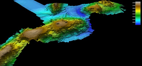 Multibeam mapping of seamount chain