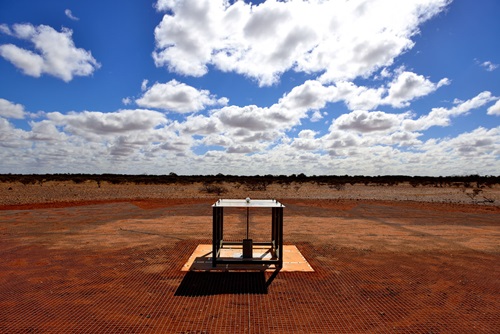 EDGES ground-based radio spectrometer positioned in the field.