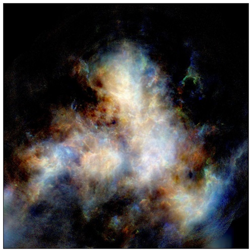 A radio image of hydrogen gas in the Small Magellanic Cloud.
