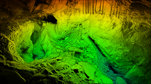 3D point cloud map of a mine stope created with Hovermap
