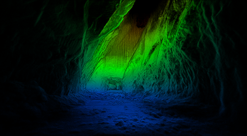 3D-point cloud map of a mine stope.