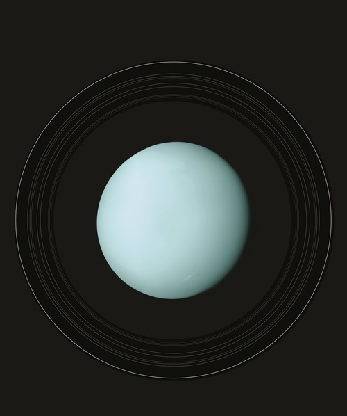 An image of Uranus captured by the Voyager 2