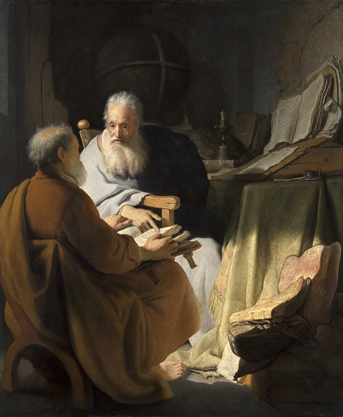 Painting of two men disputing