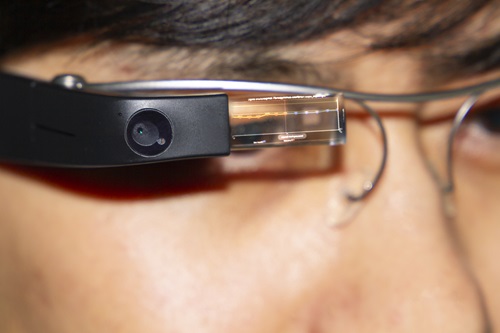 Close up of augmented reality glasses.