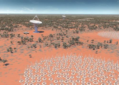 An artist’s impression of the future Square Kilometre Array (SKA) in Australia. 