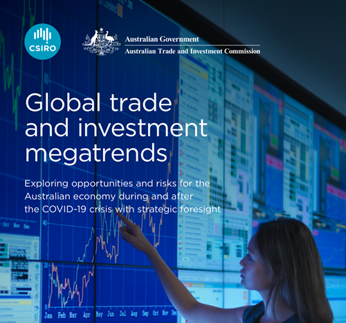 Front cover of the Global Trade and Investment Megatrends report. 