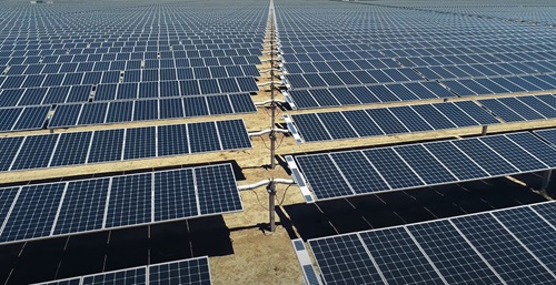Close up of some of the Nevertire Solar Farm panel. 