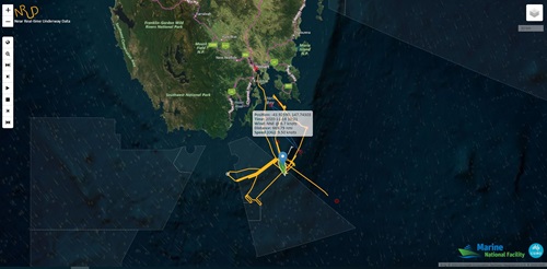 Map showing the RV Investigator position at time of meteor sighting.