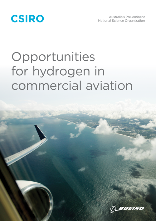 Cover of the Opportunities for hydrogen in commercial aviation report. 