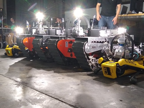 Two of team CSIRO's Data61's all terrain and quadruped robots.