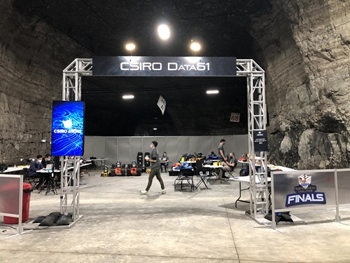 Team CSIRO's Data61's work area in the mega cavern.