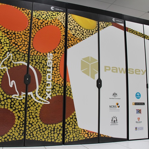 Pawsey's supercomputer, Setonix, with its adorning artwork and image of a quokka.