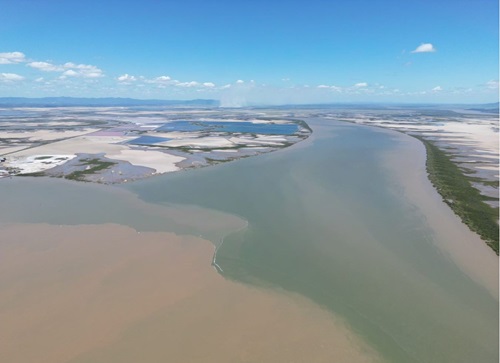 Sediment flowing from Fitzroy River out towards Keppel Bay and the Great Barrier Reef.