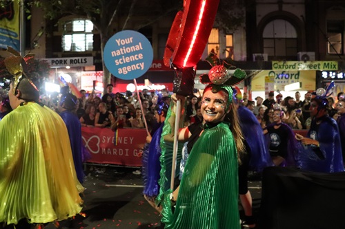 Renee Birchall in her first Mardi Gras parade with CSIRO