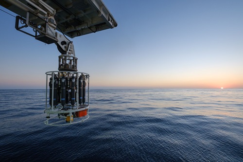 Deployment of CTD instrument from RV Investigator.