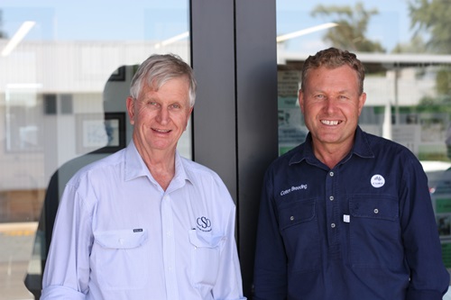 Cotton Seed Distributors Managing Director Peter Graham and CSIRO Cotton Breeding Research Group Leader Dr Warwick Stiller.