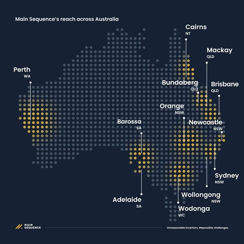Map showing Main Sequence's reach across Australia