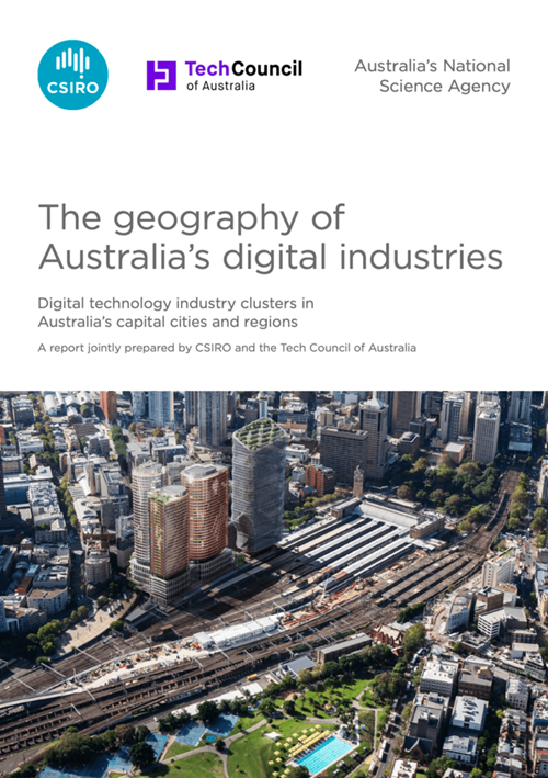 Cover of the report, The geography of Australia’s digital industries