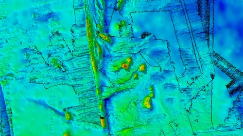 FOCUS survey area with newly mapped seafloor features.