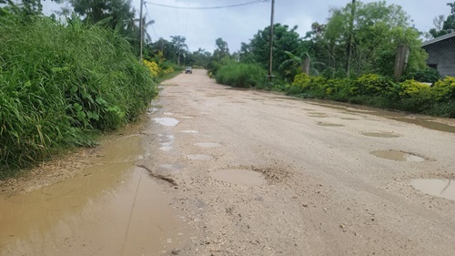 Road with potholes in Vanuatu