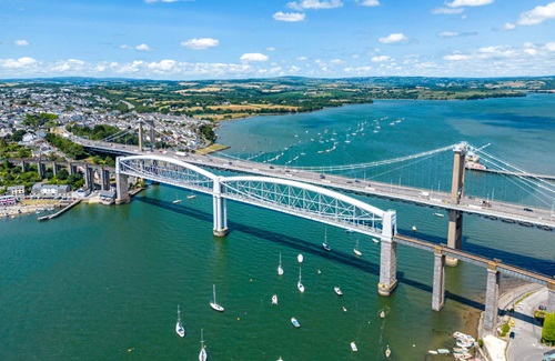 The Tamar Bridge in Plymouth, where AquaWatch water quality sensors have been installed. 