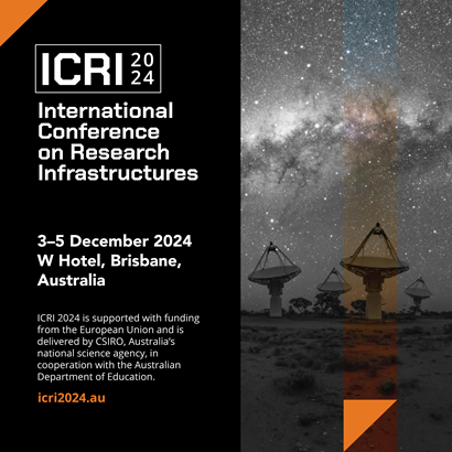 Save the date image for the ICRI2024 conference in Brisbane, inviting research infrastructure professionals to take part.