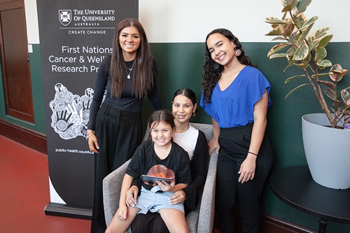 Project Facilitators Taleah Carson and Tasha-Jade Cole (standing) with Stevie Fagan and Kristen Fagan (seated).