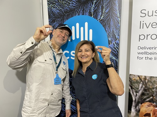 CSIRO's Dr Doug Hilton and Dr Aarti Tobin tasting Just Meat in a protein ball.