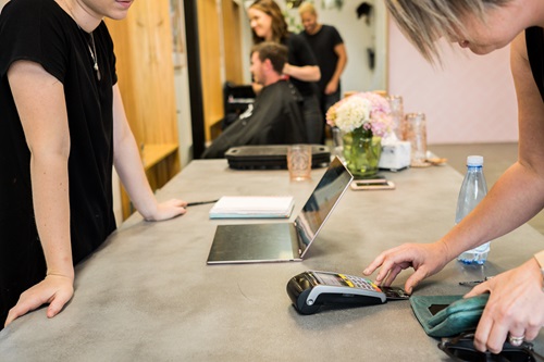 Customer using eftpos machine