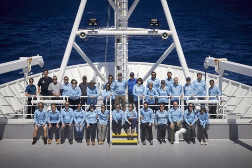 Dr Tim O'Hara (centre) and Science Party onboard RV Investigator in 2022