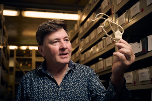 Dr Tim O’Hara holding a specimen. 
