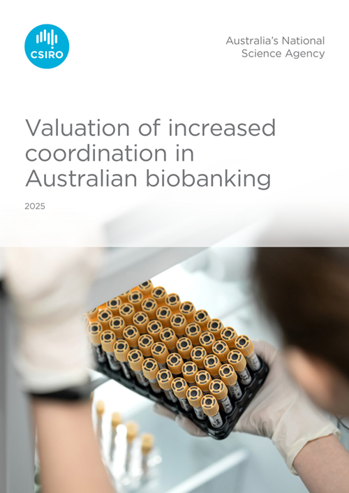 Front cover of report with report title and a photo of a person holding a tray with rows of recepticals and a multi-pronged pipette
