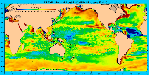 Map of the world showing ocean currents.